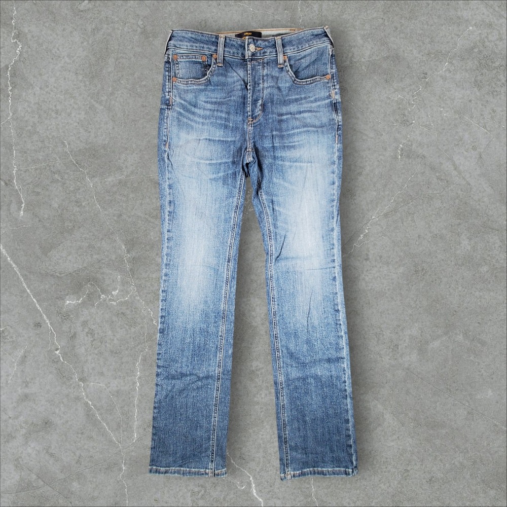 Ariat Yellowstone Jeans Womens 30R Blue Straight Leg Cowgirl Whiskered Denim B2